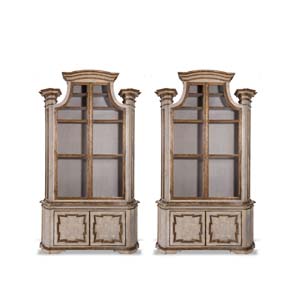 Pair of carved and lacquered bookcases, 20th ... 