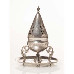 Brucia-incenso Ottomano piriforme in argento ... 