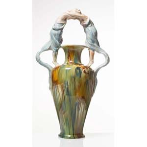 Grande vaso in ceramica policroma, ... 