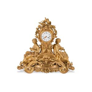 Grande orologio da tavolo in bronzo dorato, ... 