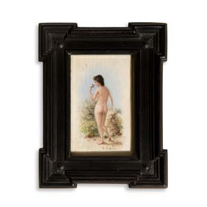 Miniatura su avorio, “Nudo femminile”, ... 