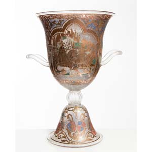 Grande vaso a cratere in vetro di Murano, ... 