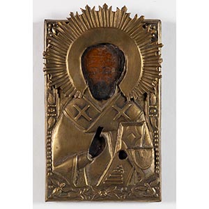 Icona raffigurante “San Nicola” con riza ... 