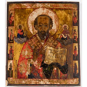Icona raffigurante “San Nicola”, Russia, ... 