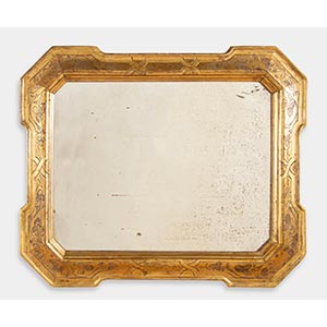 Cornice a vassoio dorata con specchio, XIX ... 