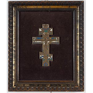 Croce in bronzo smaltata Ortodossa, XIX sec.