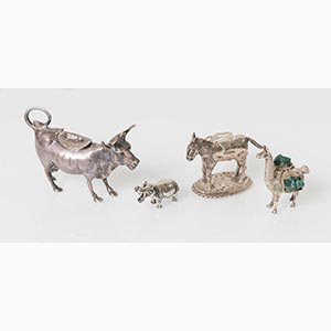 Collezione di quattro animali in argento, XX ... 