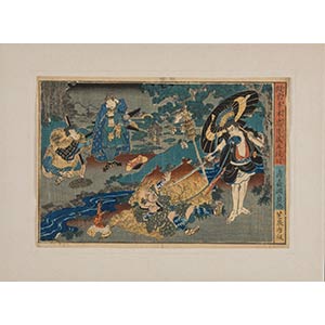 Giappone - XIX secolo, Stampa acquerellata ... 