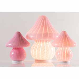 Set di tre lampade in vetro lavorato rosa a ... 