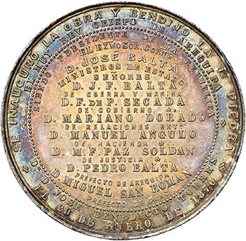 PEROU, AR médaille, 1870, Bryant. ... 
