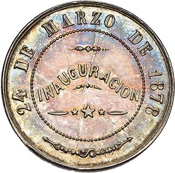 PEROU, AR médaille, 1878, Gris. ... 