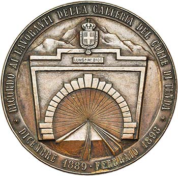 ITALIE, AE médaille, 1898. Tunnel ... 