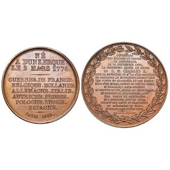 FRANCE, lot de 2 médailles: 1826, ... 