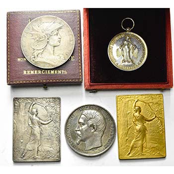 FRANCE, lot de 5 médailles: 1853, ... 