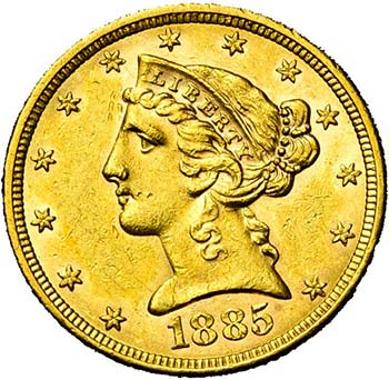 ETATS-UNIS, AV 5 dollars, 1885. ... 