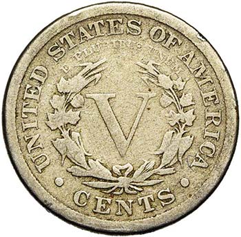 ETATS-UNIS, AR 5 cents, 1885. K.M. ... 