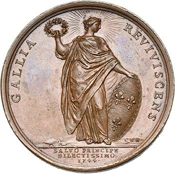 FRANCE, AE médaille, 1744, ... 