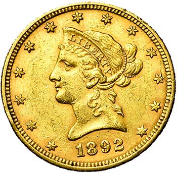 ETATS-UNIS, AV 10 dollars, 1892. ... 