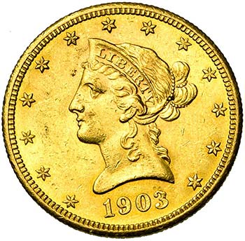 ETATS-UNIS, AV 10 dollars, 1903S. ... 
