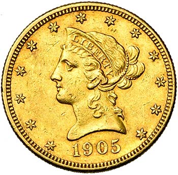 ETATS-UNIS, AV 10 dollars, 1905S. ... 