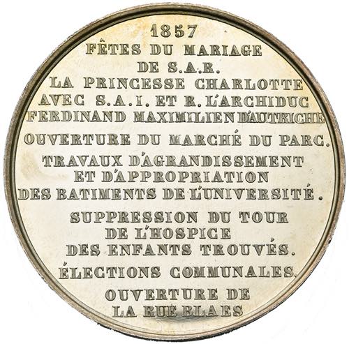 BELGIQUE, AR médaille, 1857, J. ... 