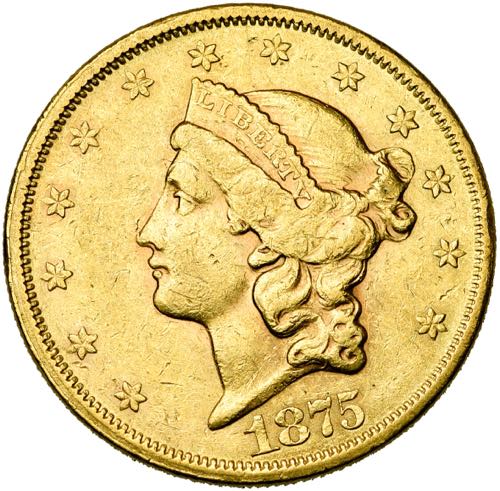ETATS-UNIS, AV 20 dollars, 1875 S. ... 