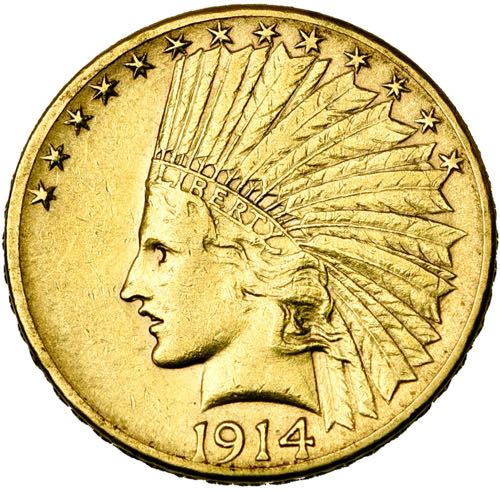 ETATS-UNIS, AV 10 dollars, 1914 D. ... 