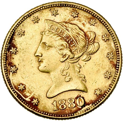 ETATS-UNIS, AV 10 dollars, 1880. ... 