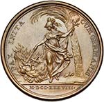 FRANCE, AE médaille, 1738, Duvivier. Paix ... 