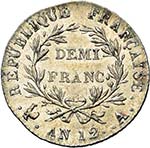 FRANCE, Consulat (1799-1804), AR demi-franc, ... 