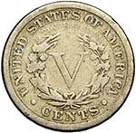 ETATS-UNIS, AR 5 cents, 1885. K.M. 112. Rare.