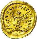 Justinien Ier (527-565), AV tremissis, ... 