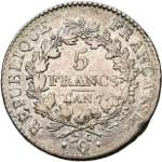 FRANCE, Directoire (1795-1799), AR 5 francs, ... 