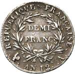 FRANCE, Consulat (1799-1804), AR demi-franc, ... 