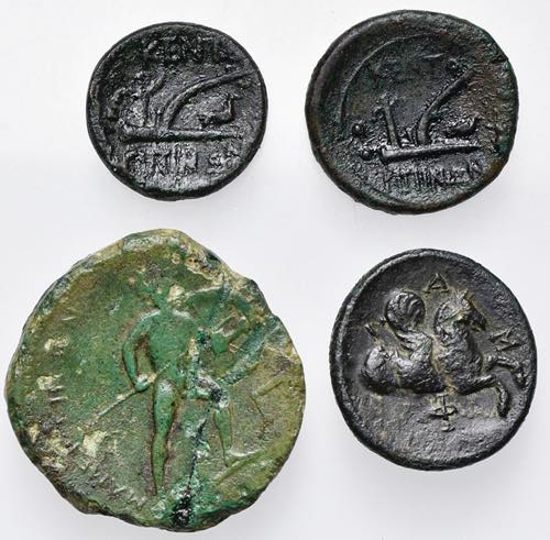 lot de 4 bronzes: Sicile, Kentoripai, hexas, ... 