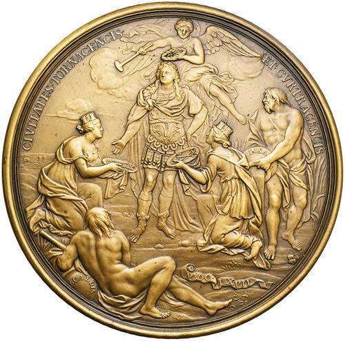 FRANCE, AE médaille, 1667. Prise de Tournai ... 