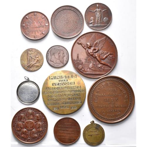 BELGIQUE, lot de 12 médailles, dont: 1827, ... 
