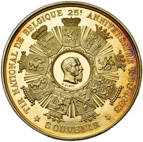 BELGIQUE, Vermeil médaille, 1883, Fisch. ... 