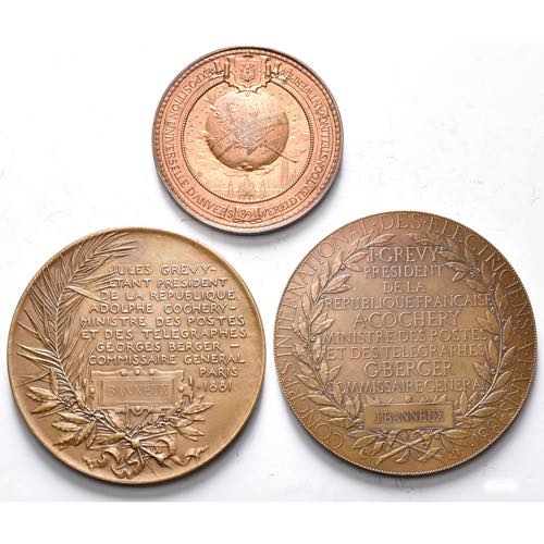 FRANCE, lot de 3 médailles: 1881, Chaplain, ... 