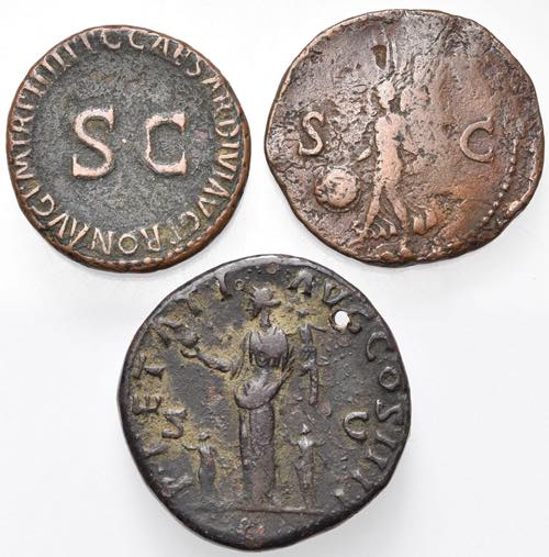 lot de 3 p.: Germanicus, as, Rome, R/ SC; ... 