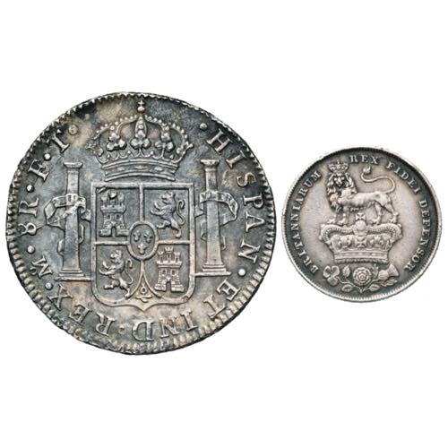 lot de 2 p.: Mexique, Charles IV, 8 reales, ... 