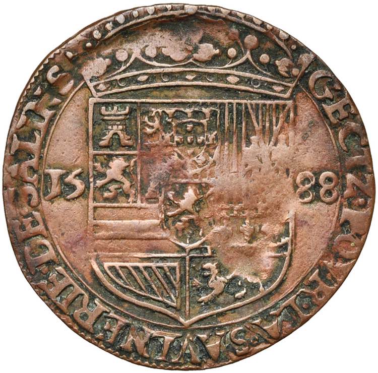 PAYS-BAS MERIDIONAUX, Cu jeton, 1588, ... 
