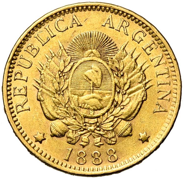 ARGENTINE, AV argentino (5 pesos), 1888. Fr. ... 