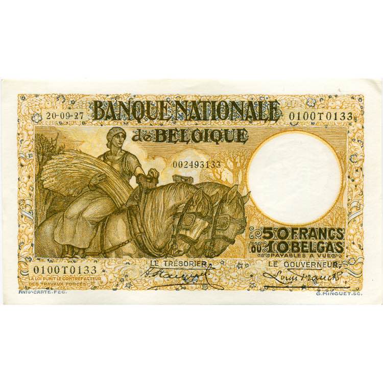 BELGIQUE, 50 francs - 10 ... 