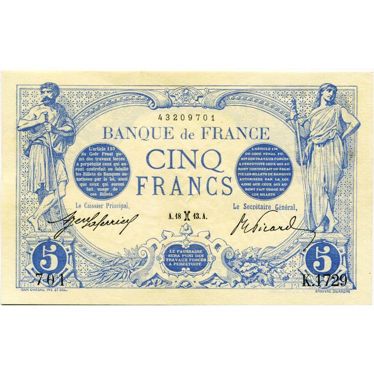 FRANCE, 5 francs, ... 