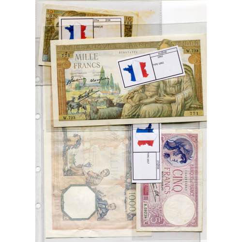 FRANCE, lot de 8 billets: 50 francs 1909, 20 ... 