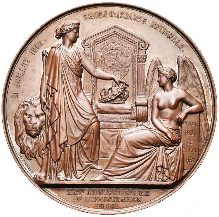 BELGIQUE, AE médaille, 1856, L. Wiener. 25e ... 