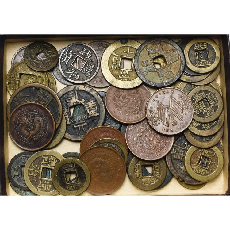 CHINA, lot of 51 copper and bronze pcs, ... 