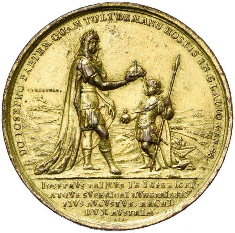 SAINT EMPIRE, AE doré médaille, 1687, ... 