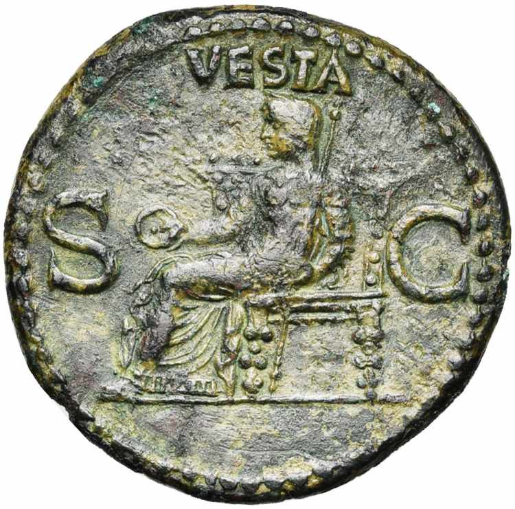 CALIGULA (37-41), AE as, 37-38, Rome. D/ C ... 